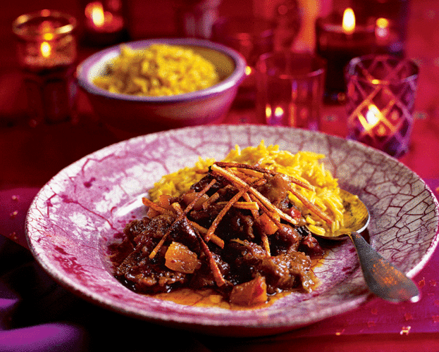 Quick spiced lamb with apricots