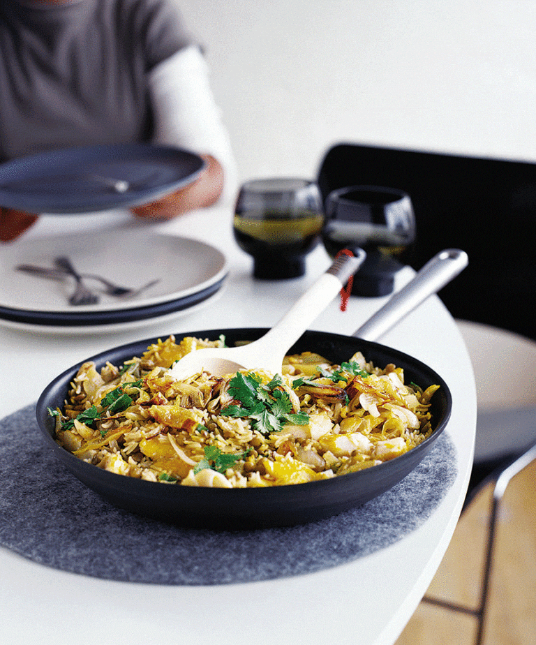 One-pan spiced smoked haddock rice