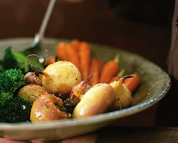 Roasted carrots with baby turnips