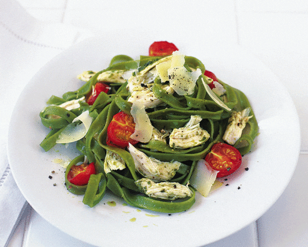Roasted pesto chicken with pasta