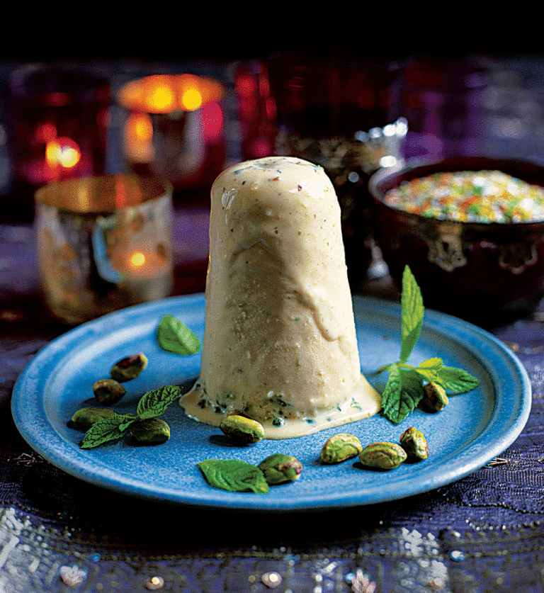 Malai kulfi, almond and pistachio ice cream