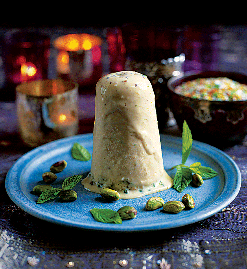 Malai kulfi almond and pistachio ice cream