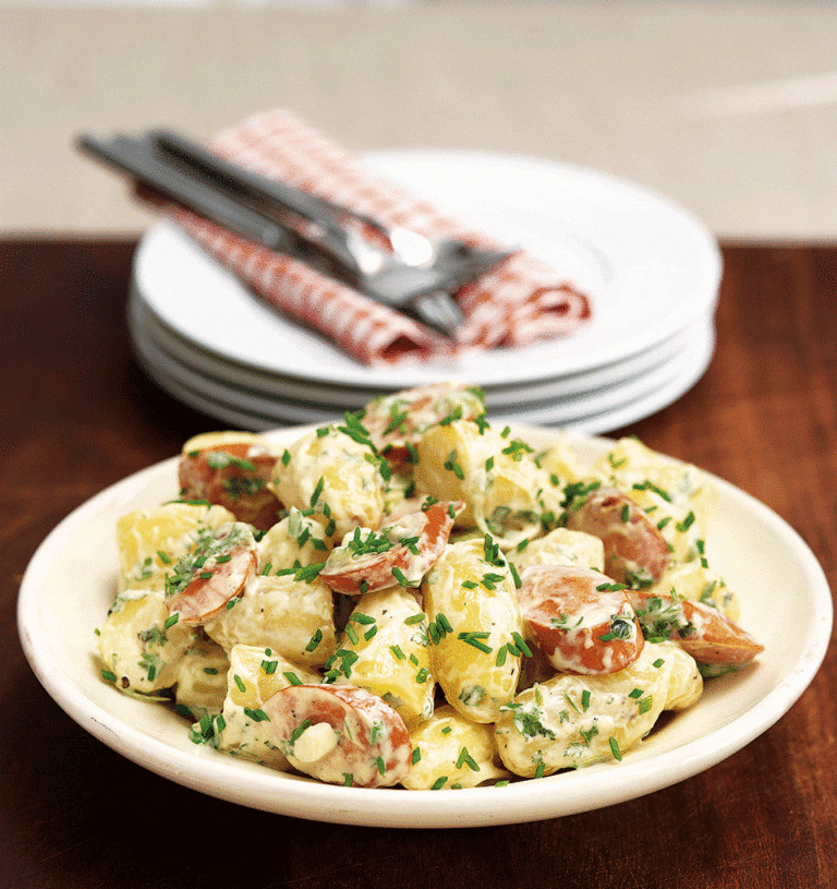 German sausage and new potato salad