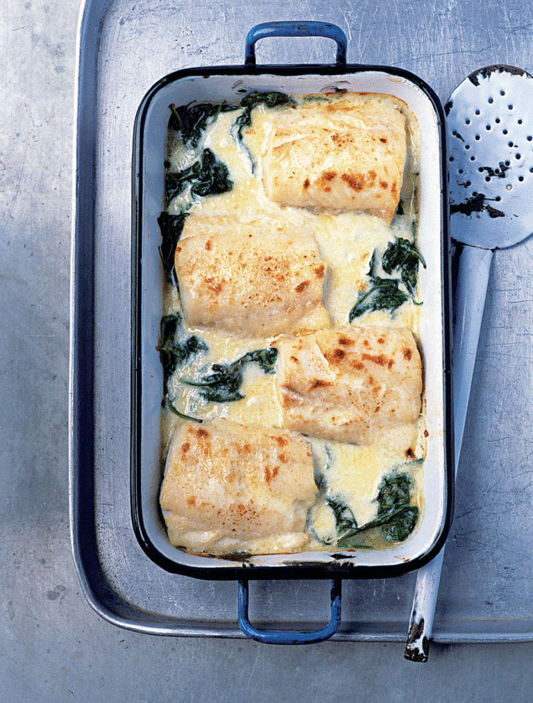 Haddock, spinach and Gruyère gratin