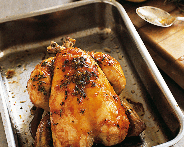 Honey, cider and thyme pot roast chicken