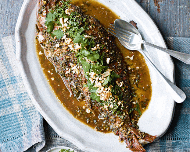 Vietnamese-style baked snapper