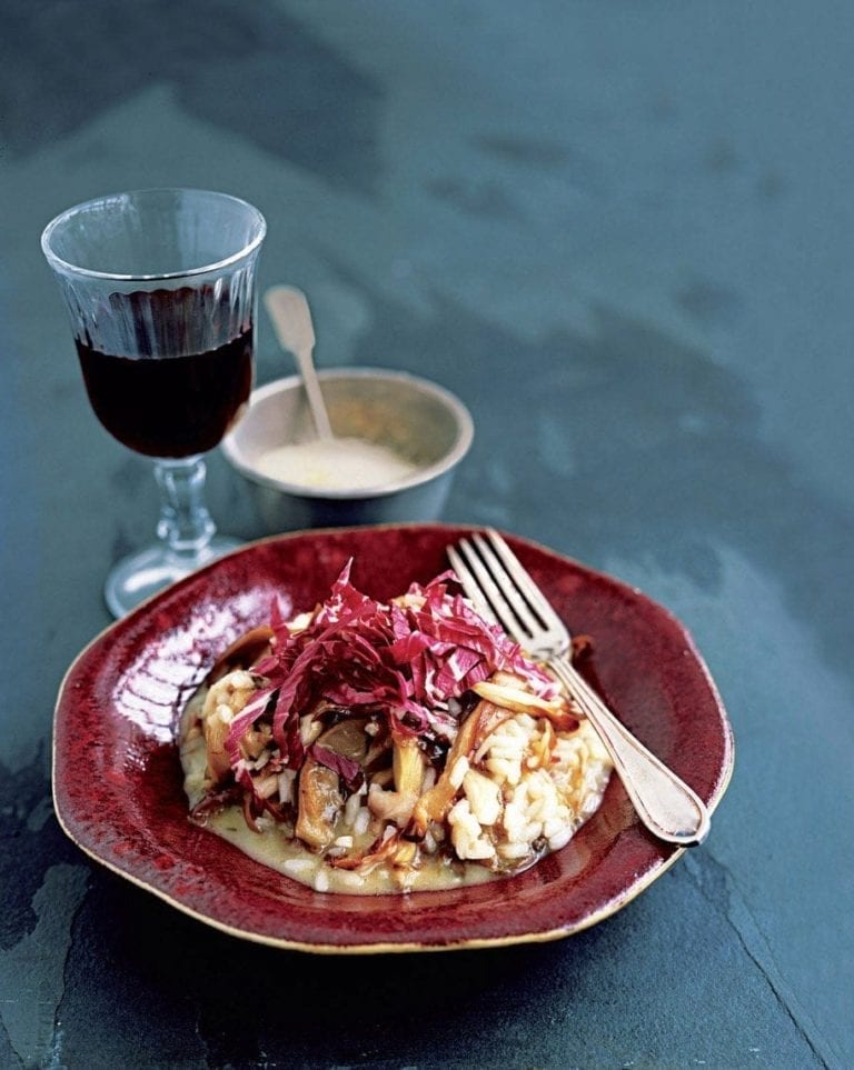 Risotto with mushrooms and radicchio