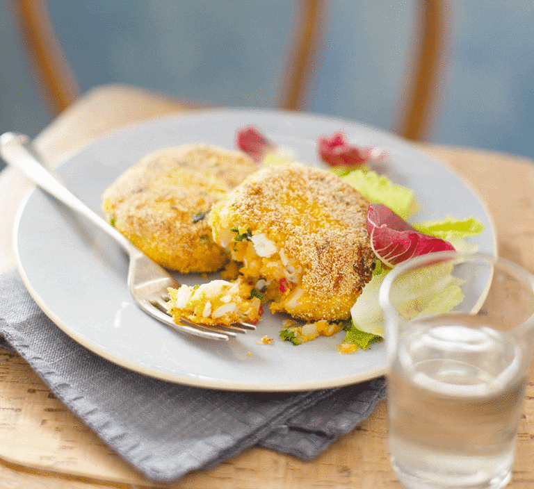 Spicy, sweet potato fishcakes