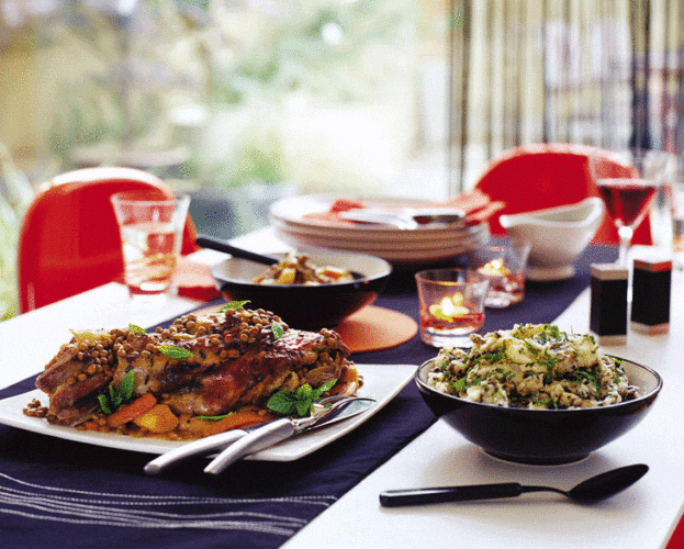 Rosemary and redcurrant lamb shoulder with winter vegetables