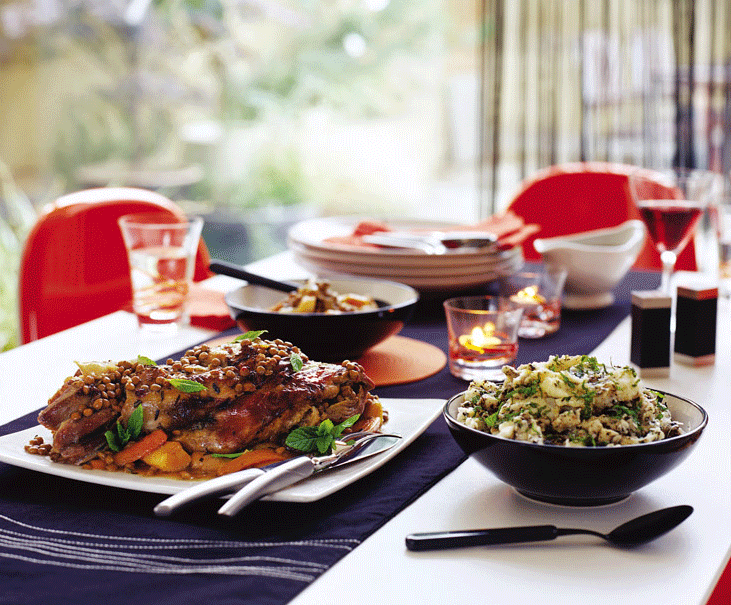 Rosemary and redcurrant lamb shoulder with winter vegetables