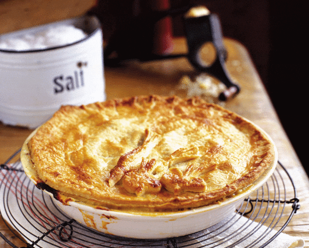 Ham hock, sausage and cider raised pie