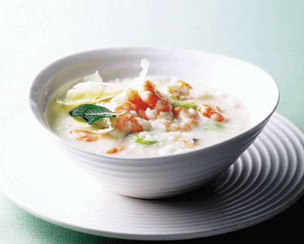 Prawn and Parmesan risotto soup