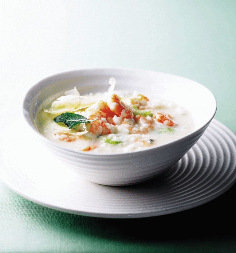 Prawn and Parmesan risotto soup