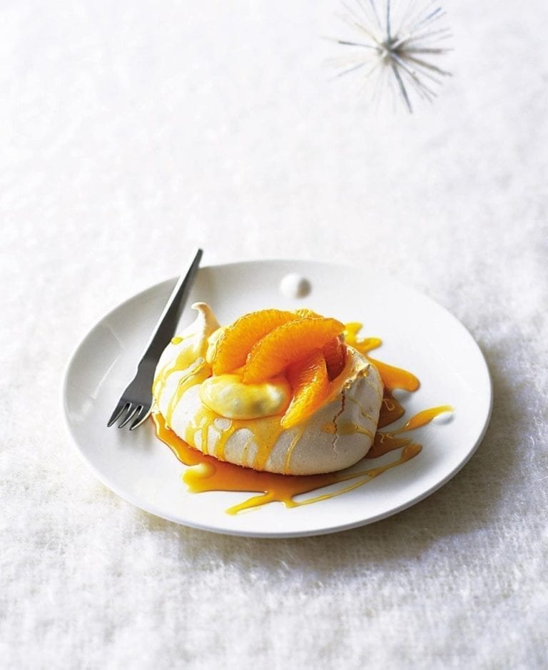 Caramel orange pavlovas