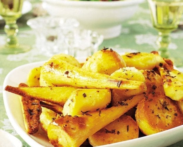 Salted caramel roasted parsnips and cauliflower