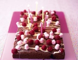 Chocolate and berry traybake