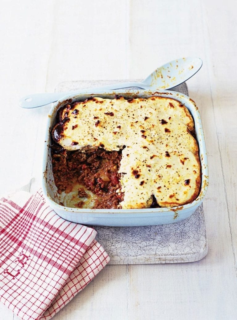 Moussaka with feta topping