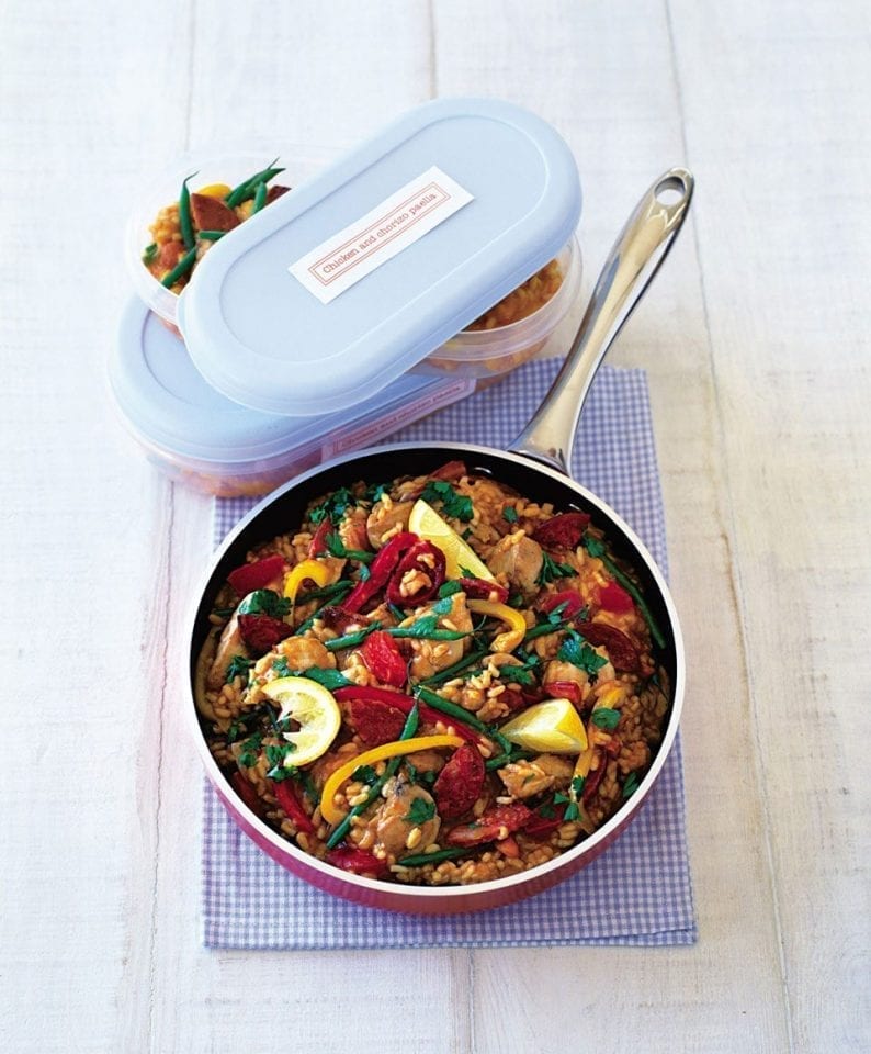 Batch cook chicken and chorizo paella recipe | delicious. magazine