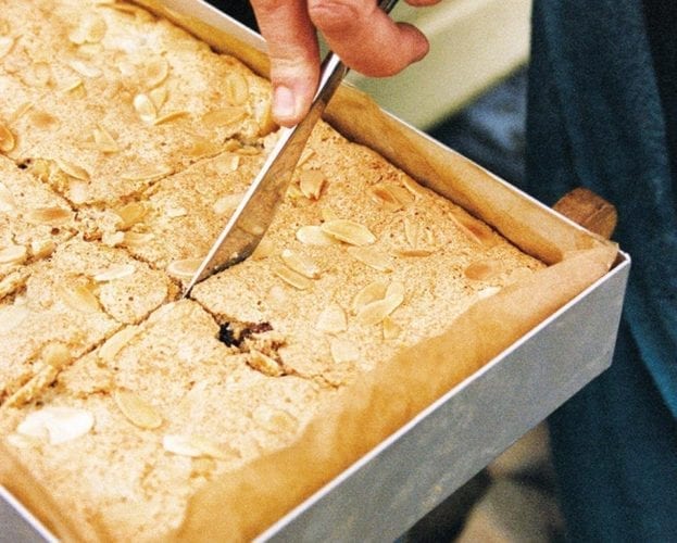 Strawberry and almond tray bake
