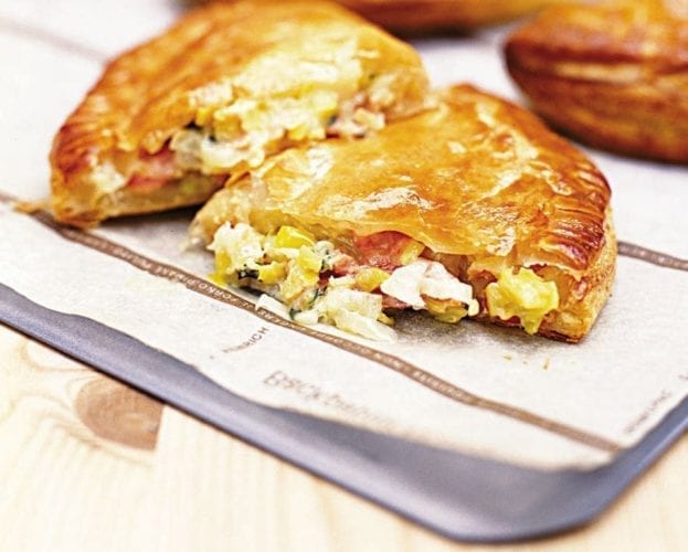 Cheese, bacon and pesto puffs