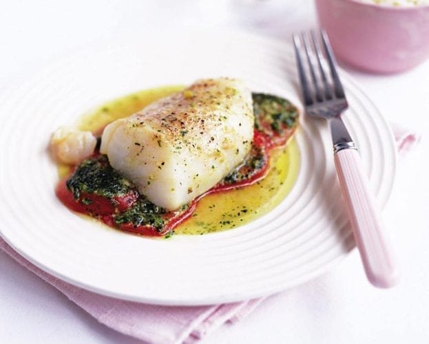 Breaded harissa cod with lemon and red onion couscous
