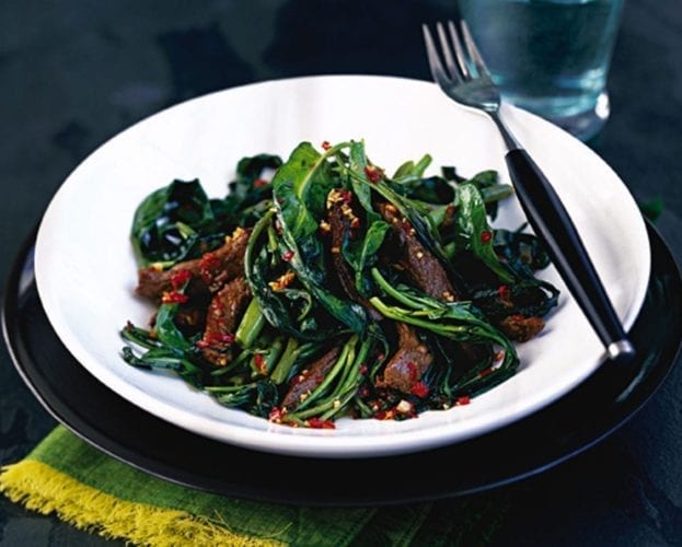 Ken Hom’s steamed chicken with Chinese sausage