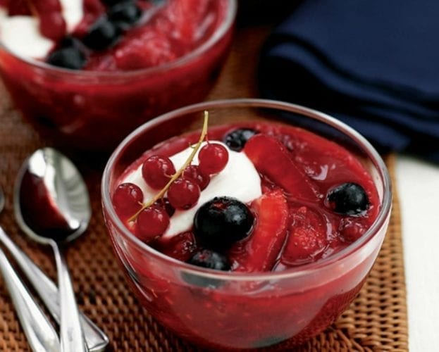 Individual summer berry compotes