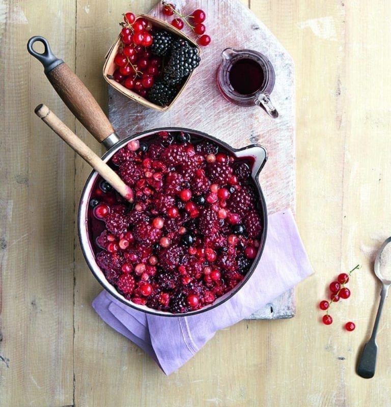 Blackberry and currant compote