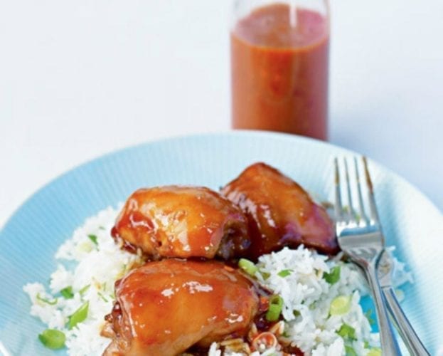 Quick sticky harissa chicken thighs