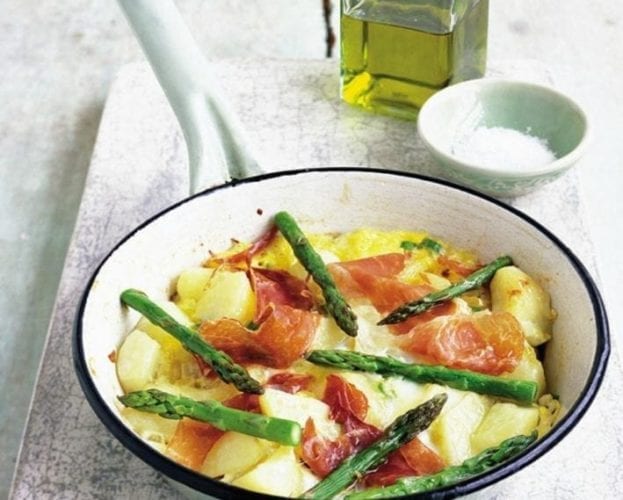 Asparagus and parma ham frittata