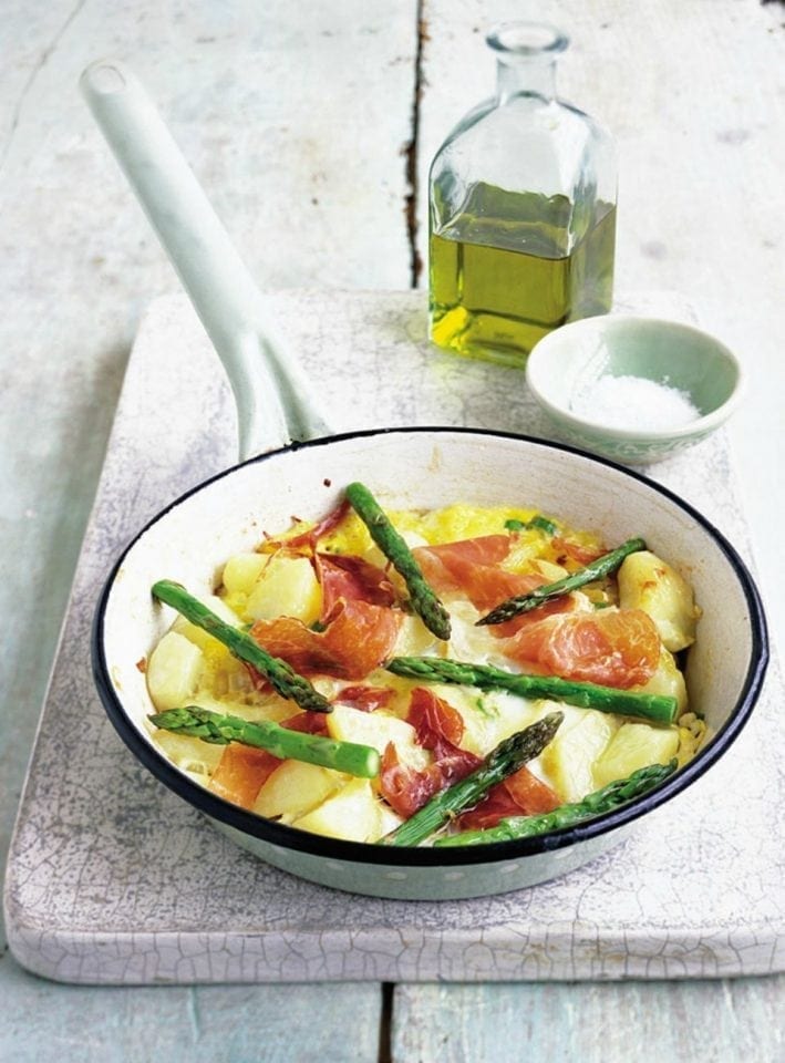 Asparagus and parma ham frittata