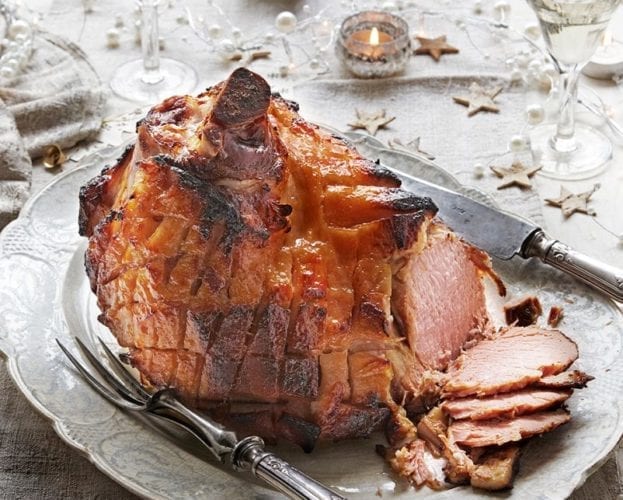 Tamarind and pomegranate caramel-glazed ham