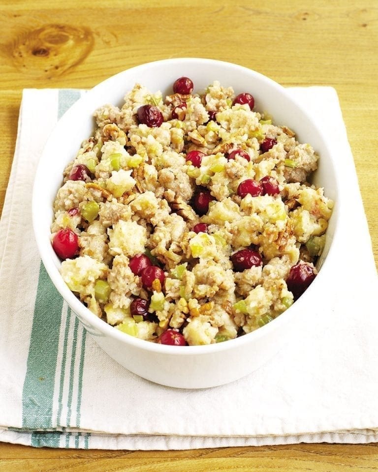 Sausage, pear and cranberry fruity stuffing