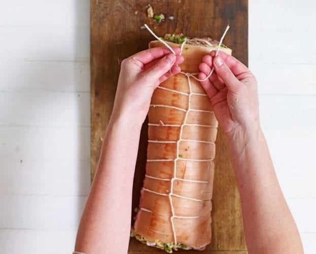 How to roll and tie pork loin