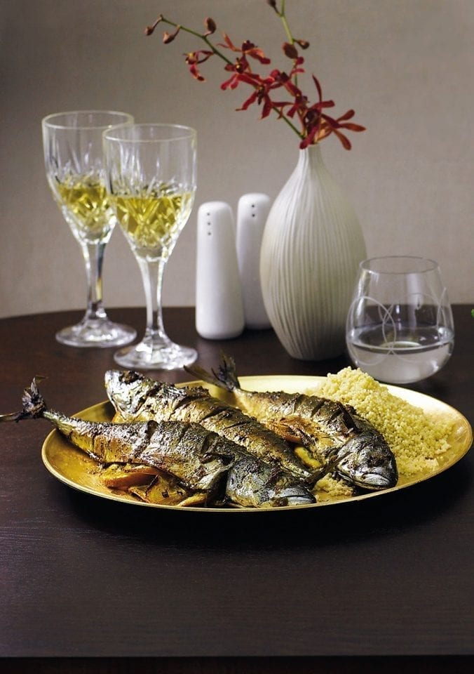 Citrus-baked mackerel with couscous