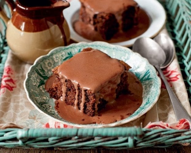 Chocolate pannacottas with pine nut and puffed rice praline
