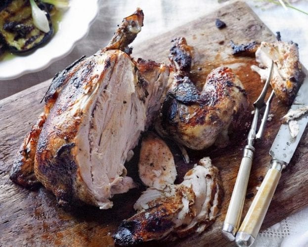 Lamb kebabs with Dijonnaise potatoes