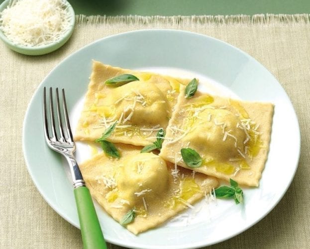 Wild garlic ravioli