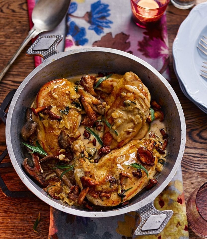 Raymond Blanc's chicken and mushrooms in wine sauce recipe delicious