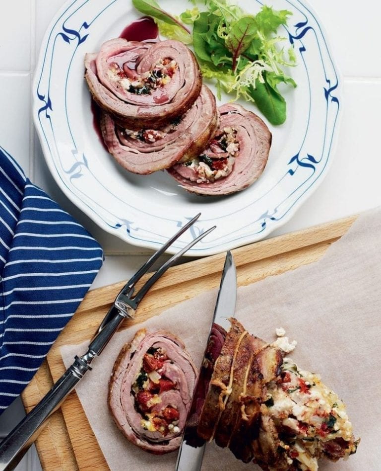 Breast of lamb stuffed with feta and mint