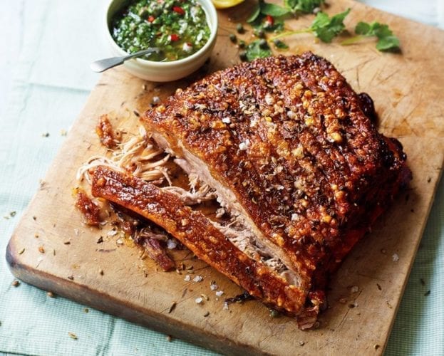 Paprika pork with chickpeas and spinach
