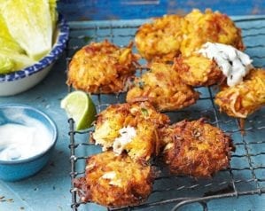 Carrot, sweet potato and feta fritters video recipe