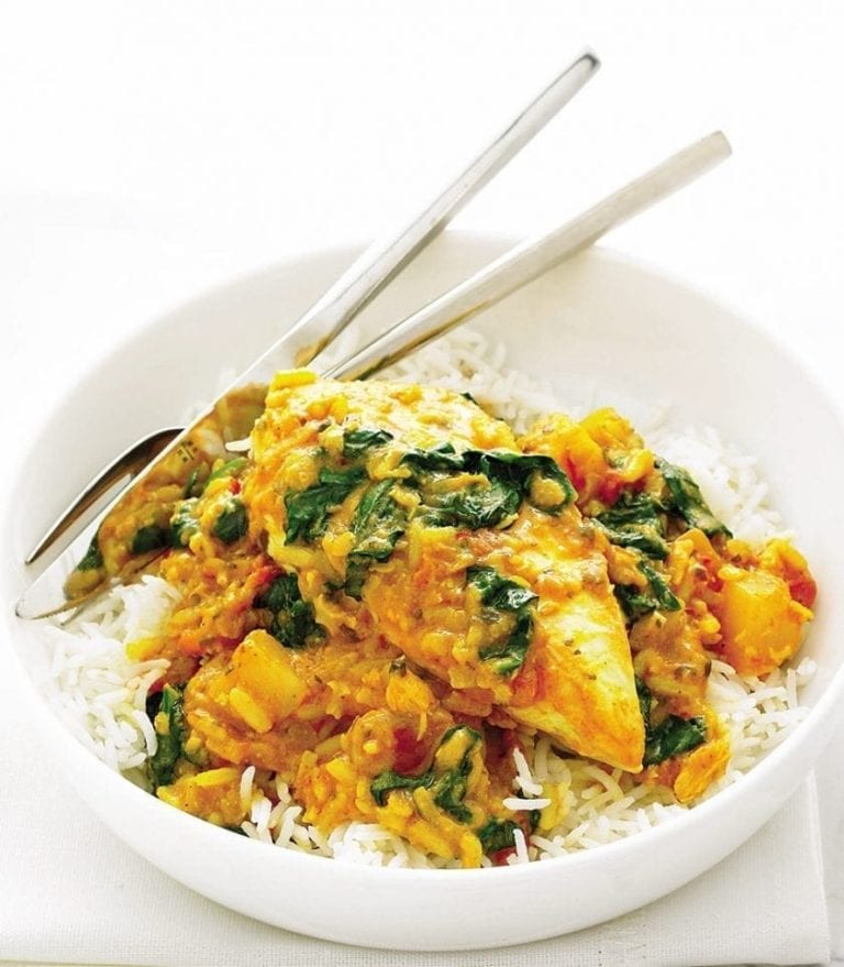 Cheat’s chicken and spinach curry