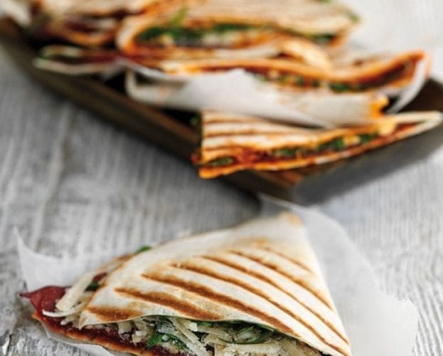 Folded piadina with bresaola