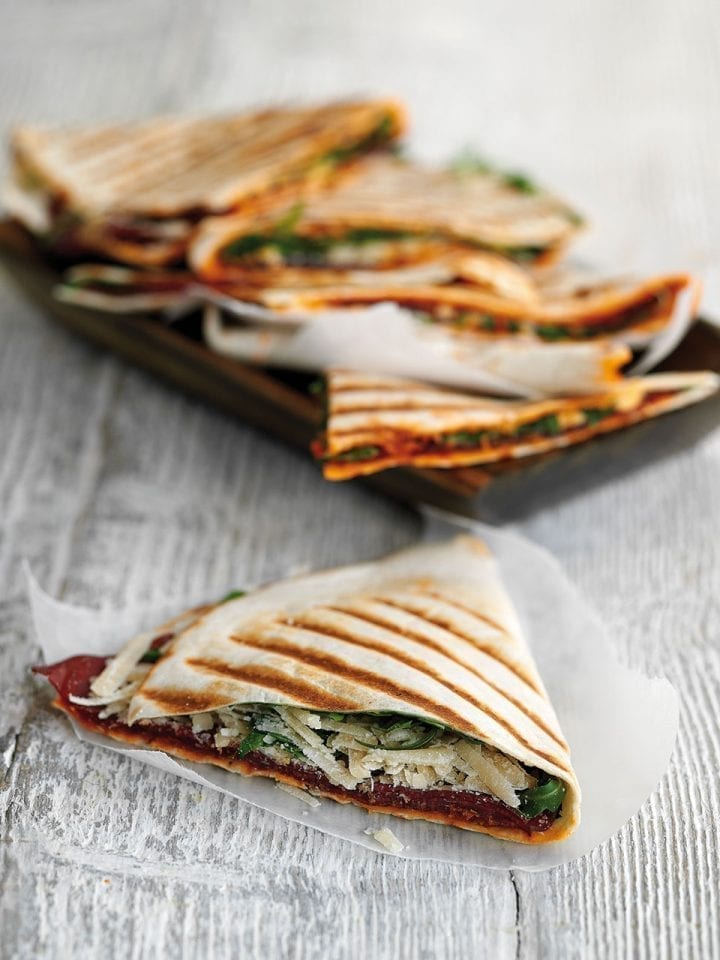 Folded piadina with bresaola