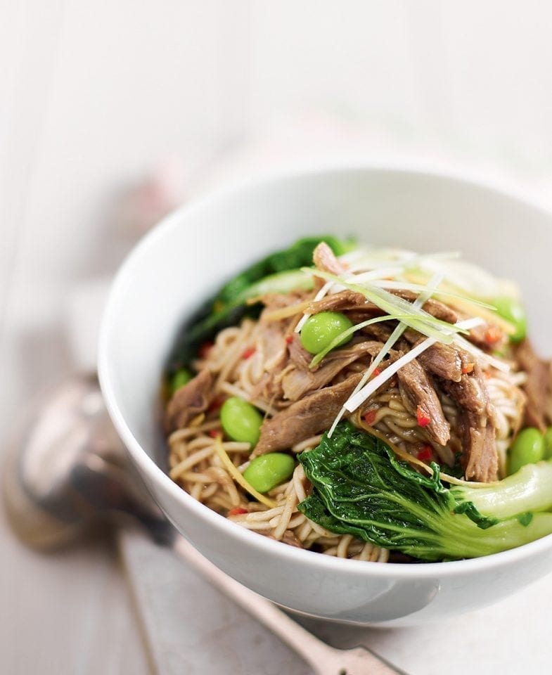 Cheat's plum duck noodles recipe | delicious. magazine