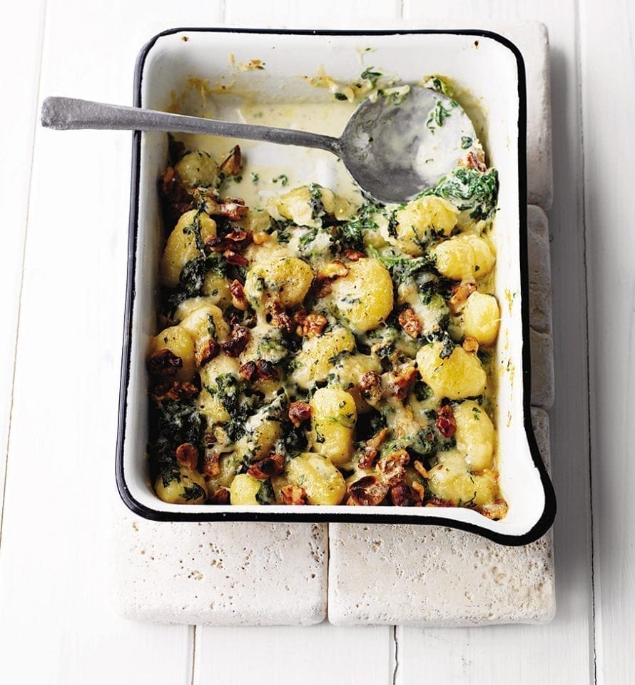 Creamy Gorgonzola Gnocchi with Spinach and Pine Nuts - Nutmeg Nanny