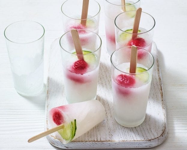 Cider lolly granita with chocolate biscuit sticks