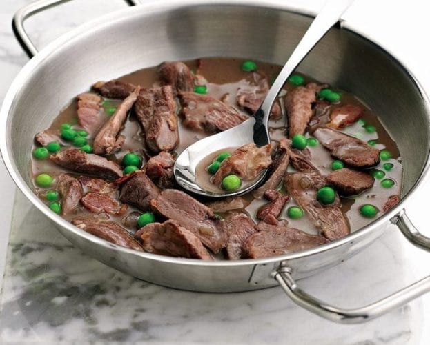 Quick sautéed duck with peas