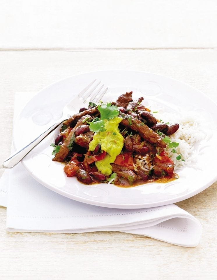 Quick beef steak chilli con carne